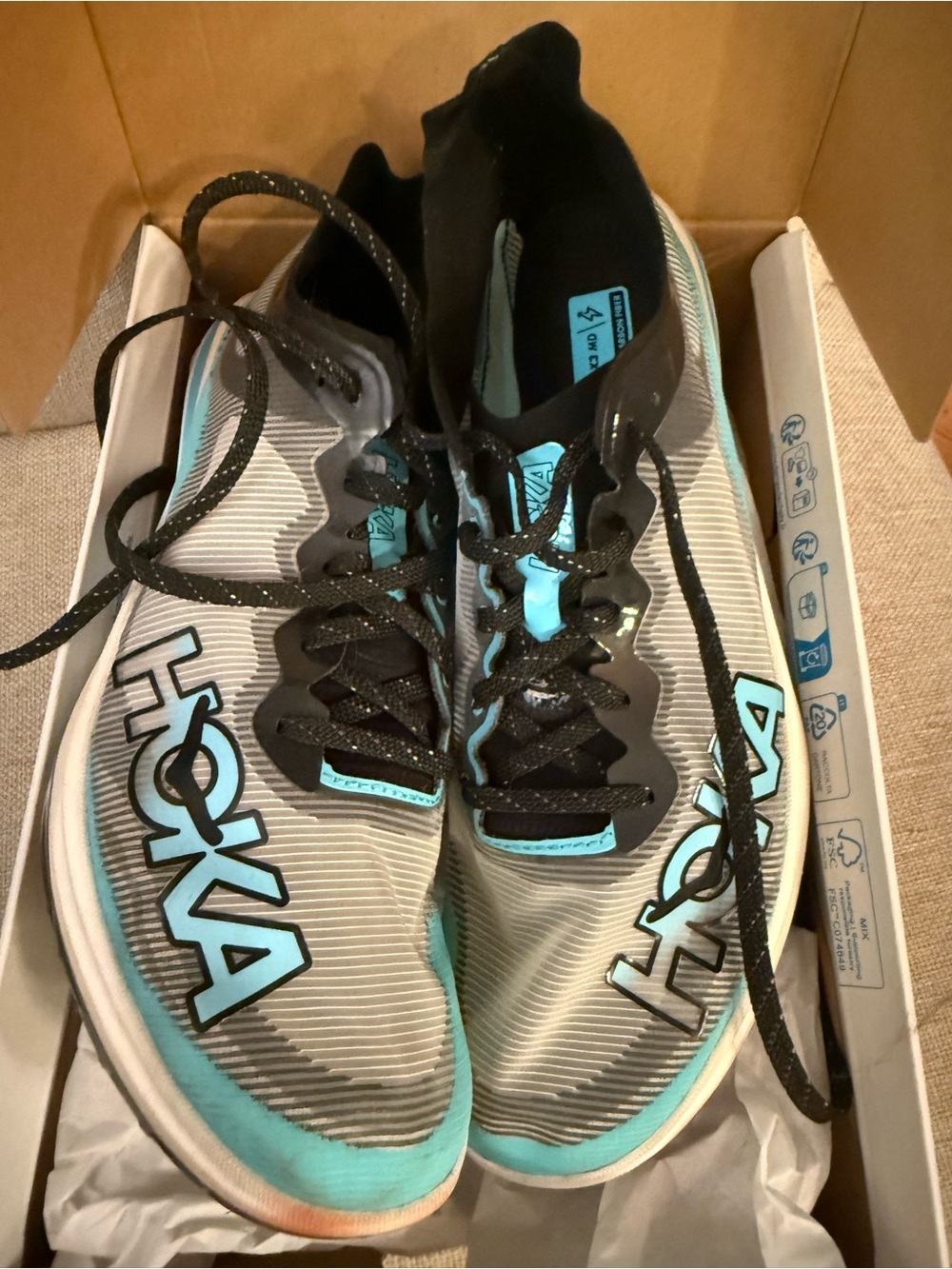 Hoka Cielo Mens Teal and Black Track Running Shoes